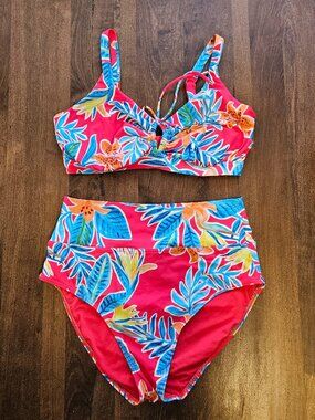 Sunsets Kauai Keyhole Top & Hannah High Waist Bottom XL Tiger Lily